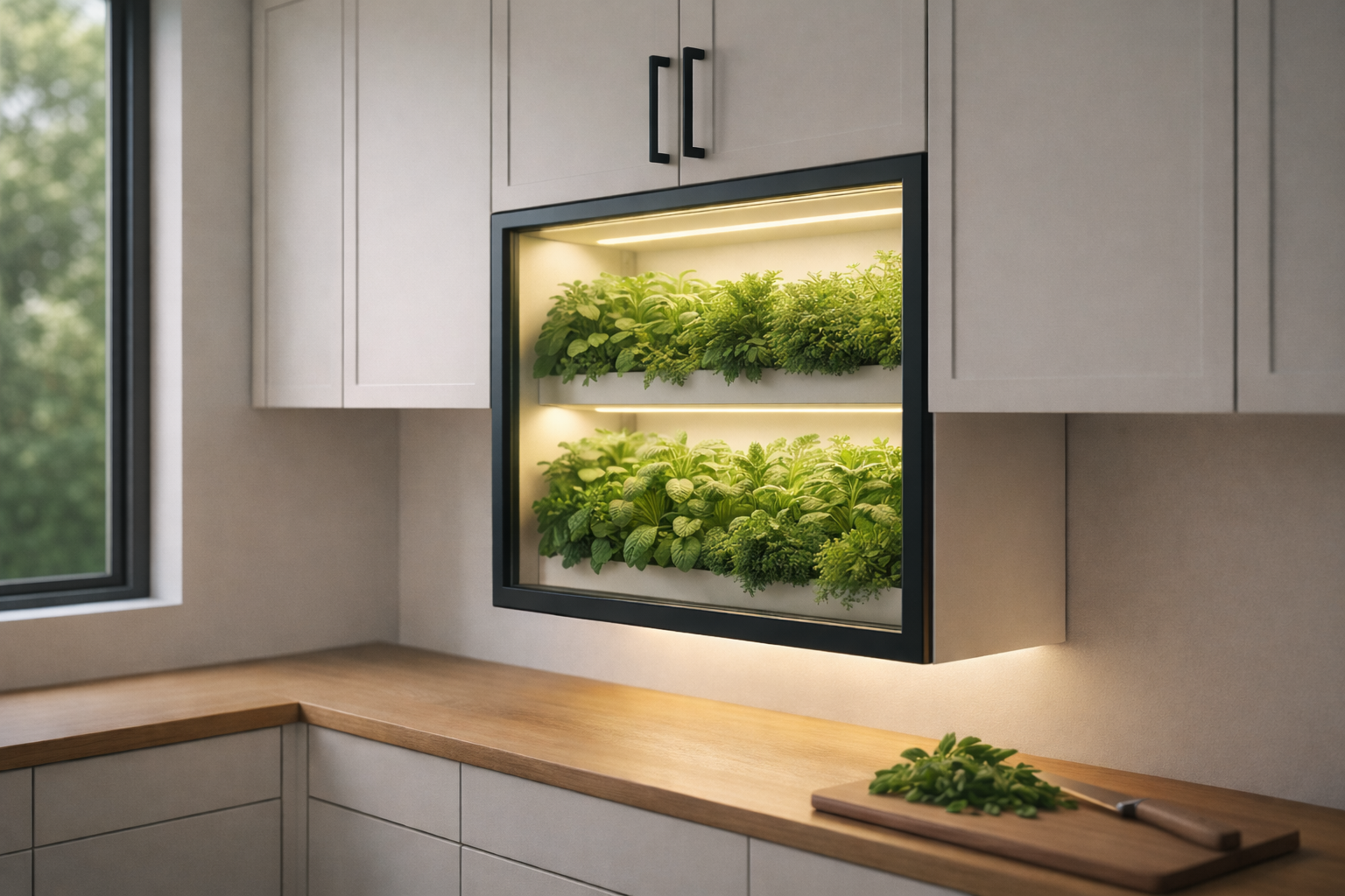 Violet Crown Vertical kitchen farm — compact indoor vertical farm designed for kitchen cabinets